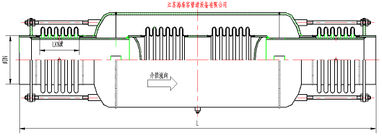 PP旁通直管壓力平衡型膨脹節(jié)結(jié)構(gòu)